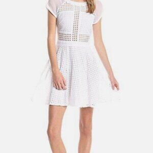 Sam Edelman Women's Embroidered Short Sleeve White Fit And Flare Dress Size 6